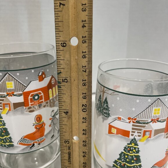 3 Vintage Sango Silent Night Holiday Tumblers Glasses Festive Village 12 & 16 Oz - Picture 7 of 9